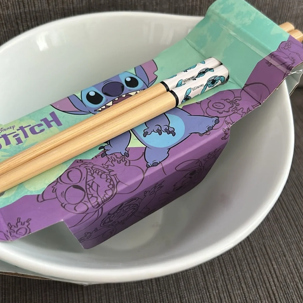 DISNEY STITCH Blue Party Noodle Bowl and Chopsticks